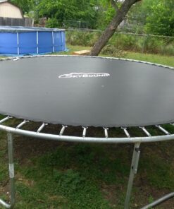 SkyBound Replacement Trampoline Mat, Fits 14ft Frames w/Spring Tool and Durable V-Rings, Bounce Safely with Extra Rows of Stitching - Jumping Mat for 14ft Round Trampoline - Fit 72, 88, and 96 Springs 150” Wide | 72 Rings | Fits 5.5” springs Black 35 81crKtsLYtL