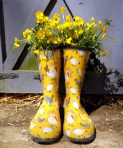 Sloggers Waterproof Garden Rain Boots for Women - Cute Mid-Calf Mud & Muck Boots with Premium Comfort Support Insole 6 Chickens Daffodil Yellow 17 81csDrD4YL