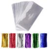 Sannigora 300 Pcs 4" x 9" Cellophane Treat Bags Clear Flat Cello Treat Bags 1.4mil Thickness with 6 Mix Colors Twist Ties Good for Bakery Cookies Christmas Halloween Wedding Party Decorative Gift 4x9 Inch (Pack of 300) 13 81csU2jzSjL