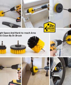 Holikme 4Pack Drill Brush Power Scrubber Cleaning Brush Extended Long Attachment Set All Purpose Scrub Brushes Kit for Grout, Floor, Tub, Shower, Tile, Bathroom and Kitchen Surface,Yellow Yellow 24 81ct0iTqgfL