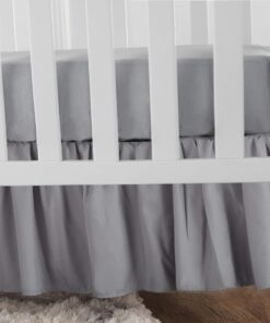 American Baby Company 100% Natural Cotton Percale Portable Mini Crib Skirt, Gray, Soft Breathable, for Boys and Girls 1 Count (Pack of 1) 15 81cvPj0QIvL