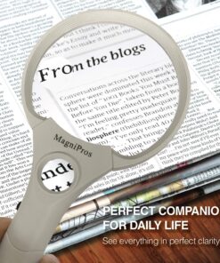 MagniPros 3 Ultra Bright LED Lights 3X 4.5X 25X Power Handheld Reading Magnifying Glass with Light- Ideal for Reading Small Prints, Map, Coins, Inspection and Jewelry Loupe… 21 81cvjbm1nyL