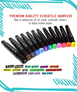 Crafts 4 All Fabric Markers Pens Permanent 12 Pack Dual Tip Minimal Bleed Rich Paint Color Pigment Fine Graffiti Fabric Pens, Child Safe & Non Toxic 12 Pack Black 31 81cvu5rFmEL 2