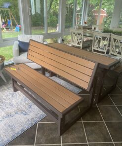 Lifetime 60054 Convertible Bench / Table, Faux Wood Construction, Brown 36 81cyWtKQdL