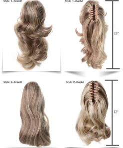 Onedor 15" Synthetic Fiber Curly Ponytail Hair Extension hairpiece with Clip-in Jaw Clips, Dual-Use Hair Extensions (1#-Black) 1#-Black 10 81d 4QKblZL