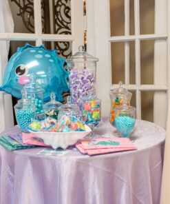 MyGift Clear Glass Apothecary Jars with Lid, Decorative Footed Vase, Candy Buffet Containers, Set of 3 17 81d04VQTx2L