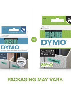 Alternative view of DYMO Standard D1 45019 Labeling Tape (Black Print on Green Tape, 1/2'' W x 23' L, 1 Cartridge), DYMO Authentic 1/2" Black on Green