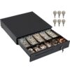Cash Register Drawer for Point of Sale (POS) System with Removable Coin Slots, 5 Bill/6 Coin, 24V, RJ11/RJ12 Key-Lock, Media Slot, Black 5 Bill 6 Coin 20 81d0yxmoXL