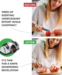 Electric Kitchen Knife Sharpener - Professional Knife Sharpener for Straight Edge Knives - 2 Stage Knife Sharpener with Sapphirite Wheels - Repair, Restore & Polish Blades & Cutters - Black Sagler 10 81d1ad70eqL