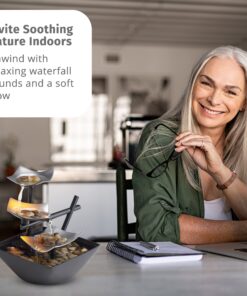 Homedics Tabletop Water Fountain, Home Décor Soothing Sound Machine - Automatic Pump, Deep Basin & Natural River Rocks. Indoor Zen Relaxation for Office, Living Room, or Bedroom, 8.25” Tall 21 81d2SrxjQMS 2