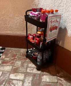 Vtopmart 3 Tier Rolling Cart with Wheels, Detachable Utility Storage Cart with Handle and Lockable Casters, Storage Basket Organizer Shelves, Easy Assemble for Bathroom, Kitchen, Black 24 81d3oKR0H7L