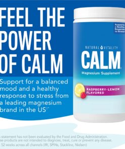 Natural Vitality Calm, Magnesium Citrate & Calcium Supplement, Drink Mix Powder Supports a Healthy Response to Stress, Gluten Free, Vegan, & Non-GMO, Raspberry Lemon, 16 Oz 16 Ounce (Pack of 1) 28 81d4pAHqjaL