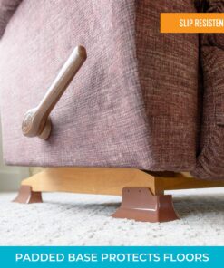 Stander Recliner Risers, Non-Slip Chair Lifters for Adults, Seniors, and Elderly, Low Profile Seat Raiser for Sitting and Standing Assistance, Compatible with Wooden Base Recliners, Set of 4 17 81d5gAafedL