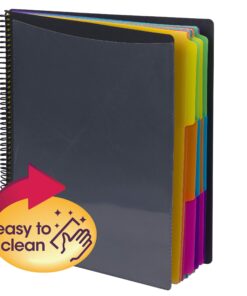 Smead Project Organizer, 24 Pockets, Grey with Assorted Bright Tabs, Tear Resistant Poly Material, 1/3-Cut Tabs, Letter Size (89206) 24 Pocket Yellow, Pink, Lime, Blue, Purple 25 81d7Iv8w2lL