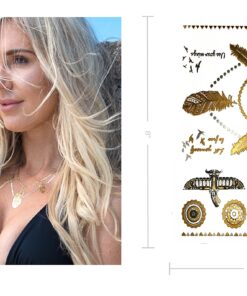 Terra Tattoos Gold Black Metallic Henna Temporary Tattoos Designs Elephants, Flowers, Stars & more! Waterproof Nontoxic Long Lasting Perfect for Beach, Festivals, & Parties (Gypsy) Gypsy 21 81d7j9CH2L
