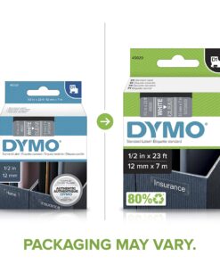 Alternative view of DYMO Standard D1 45020 Labeling Tape (Black Print on Clear Tape, 1/2'' W x 23' L, 1 Cartridge), DYMO Authentic White on Clear 1/2"