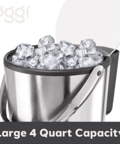 Oggi Insulated Ice Bucket, 4 Quart / 3.8 L, Stainless Steel, Black 4-Quart Stainless Steel Bucket with Ice Scoop 26 81dFlBisT4L