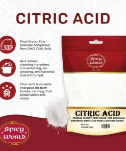Spicy World Citric Acid 2 LB Bag - 100% Pure, Food Grade & Non-GMO - Citric Acid Powder for Cleaning, Bath Bombs, Preserving - Fine Granular 2 Pound (Pack of 1) 10 81dFwWsPGxL