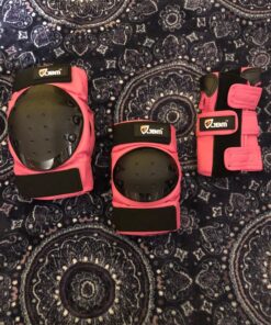 JBM Adult & Kids Knee Pads Elbow Pads Wrist Guards 3 in 1 Protective Gear Set for Skateboarding, Skating, Inline Skating, Roller Skating, Scooter, Biking and Multi-Sports Large (12+ years) Pink 31 81dHjOT2nnL