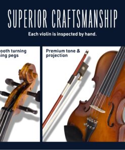 Cecilio CVN-300 Solidwood Ebony Fitted Violin with D'Addario Prelude Strings, Size 1/2 22 81dIBSJr9CL