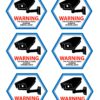 Mandala Crafts 6 PCs Blue Hexagon Back Adhesive Security Camera Decal 24-Hour Video Surveillance Recording Warning Window Stickers for Indoors or Outdoors