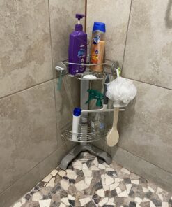 simplehuman Corner Shower Caddy, Stainless Steel and Anodized Aluminum 37 81dMHiIHfzL