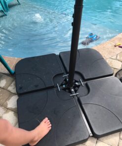 Best Choice Products 4-Piece 155lb Capacity Heavy-Duty Cantilever Offset Patio Umbrella Stand Square Base Plate Set w/Easy-Fill Spouts for Water or Sand - Black 34 81dOnSKaDZL