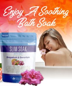 Slim Soak Bath Salt 32 Ounces Epsom Salt with Natural Grapefruit, Geranium and Orange Essential Oils Plus Vitamin C in BPA Free Pouch with Easy Press-Lock Seal 2 Pound (Pack of 1) 13 81dQIgS WgL