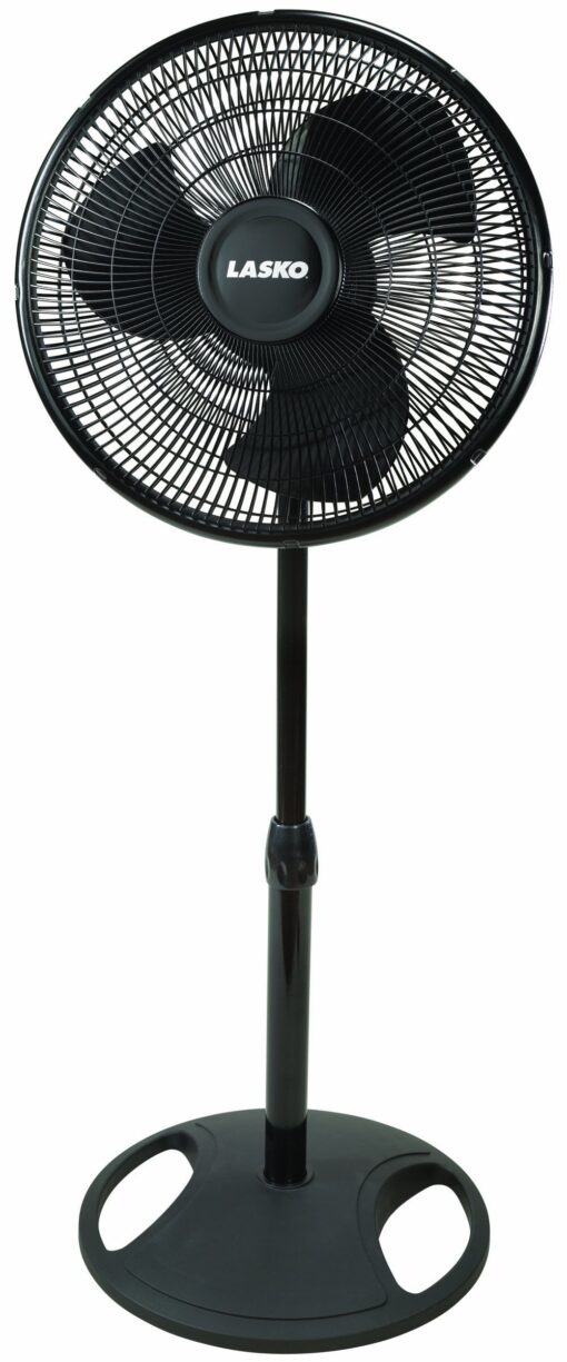 Lasko FBA_2521 Oscillating Adjustable 16-inch Standing Pedestal Fan for Indoor, Bedroom, Living Room, Home Office & College Dorm Use, 1-Pack, Black Basic