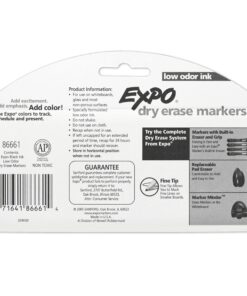 EXPO Low Odor Dry Erase Markers, Fine Tip, Black, 4 Count 4 Count Black 28 81dRI8BIlVL