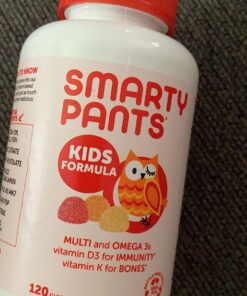 SmartyPants Kids Multivitamin Gummies: Omega 3 Fish Oil (EPA/DHA), Vitamin D3, C, Vitamin B12, B6, Vitamin A, K & Zinc for Immune Support, Gluten Free, Three Fruit Flavors, 90 Count (22 Day Supply) Kids Formula 120 Count (Pack of 1) 51 81dT5w7uh7L