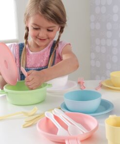 KidKraft 27-Piece Pastel Cookware Set, Plastic Dishes and Utensils for Play Kitchens, Gift for Ages 18 mo+ 29 81dTam4bEUL