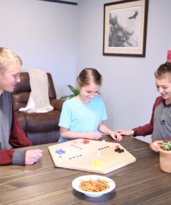 AmishToyBox.com Wahoo Marble Game Board Set - 20" Wide - Solid Maple Wood - Double-Sided - with Large 18mm Marbles and Dice Included 10 81dXGbh6VL