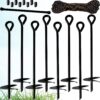 15" Ground Anchors - Trampoline Anchors High Wind Heavy Duty 3" Wide Helix Mobile Home Anchors - Includes Metal Torque Bar, 25 Feet Long Rope and Carrying Sack - 8 Pack 8 Pack w/ Bar & Rope 2 81dYBzrK1sL