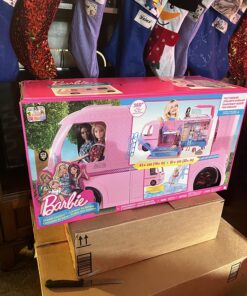 Barbie Camper, Doll Playset with 50 Accessories, Includes Waterslide, 2 Hammocks, Canopy Bed & Fireplace, Dream Camper (Amazon Exclusive) Standard Packaging 25 81dZb5T77SL