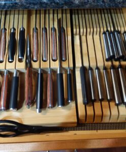 Utoplike In-Drawer Bamboo knife block, Drawer Knife Set Storage, Knife Organizer and Holder with Slots for 16 Knives and 1 Sharpening Steel (Not Included)-Kitchen Drawer, Counter Top 39 81dagD9thsL