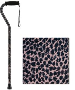 Alternative view of NOVA Designer Walking Cane with Offset Handle, Lightweight Adjustable Walking Stick with Carrying Strap Leopard Design
