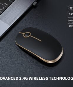 Alternative view of VssoPlor Wireless Mouse, 2.4G Slim Portable Computer Mice with Nano Receiver for Notebook, PC, Laptop, Computer (Black and Gold) Black and Gold