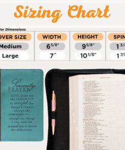 Christian Art Gifts Women's Fashion Bible Cover Serenity Prayer, Aqua/Black Faux Leather, Large 28 81diSOSd5XL