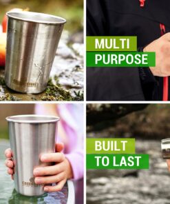 Stainless Steel Cups 10 oz Tumbler (4 Pack) - Premium Metal Drinking Glasses | Stackable Durable Cup (10 oz) 10 oz - Steel 34 81dibsxEIlL