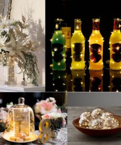 OakHaomie 6PCS 10ft(3m) LED Starry String Lights 30 Micro LEDs on Silvery Copper Wire,2pcs CR2032 Batteries Required and Included, for DIY Wedding Centerpiece Table Decorations (Warm White) Warm White 32 81dj0aImoL