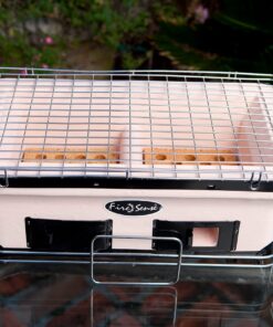 Fire Sense 60450 Yakatori Internal Grates Charcoal Chrome Cooking Grill Japanese Table BBQ Handmade Using Clay Adjustable Ventilation For Outdoor Barbecues Camping Traveling - Large - Tan 31 81dliij6LZL