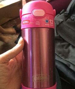THERMOS FUNTAINER 12 Ounce Stainless Steel Vacuum Insulated Kids Straw Bottle, Pink Solid Color 17 81dltF0rZL