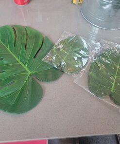 Moon Boat 120PCS Tropical Palm Leaves Plant Imitation Leaf-Hawaiian/Luau/Jungle Party Table Decorations 55 81dqbnSBH7L