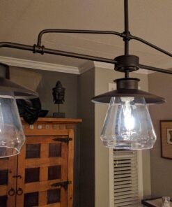 Globe Electric 64845 Nate 3-Light Pendant, Oil Rubbed Bronze, Clear Glass Shades, Bulb Not Included Without Bulb Oil Rubbed Bronze (3-Light) 43 81dtnEXSFaL