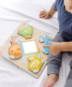 Melissa & Doug First Play Wooden Touch and Feel Puzzle Peek-a-Boo Pets With Mirror 13 81duWYdUzyL