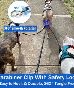 Heavy Duty 3 Dog Leash No Tangle Multiple Dog Leash Triple Dog Leash(30-200 Lbs) Double Dog Leash for 2 Dogs,360°Swivel 3 Way Dog Leash Interchangeable Two Dog Leash with Hand-Protected Handle L / For 20LBs - 150LBs Dogs Black 24 81e0mX4YdEL