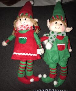 Elf Plush Christmas Stuffed Dolls, Set of 2 - 12" Boy and Girl Elves Holiday Cute Plush Shelf Toys - Fun Kids Buddy Figurine Decorations, Christmas Winter Holiday Party Festive Decor and Gift Exchange 48 81e2AYWSlSL