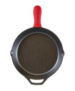 Lodge Cast Iron Skillet with Red Silicone Hot Handle Holder, 12-inch 37 81e4k2muqgL
