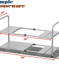 Simple Houseware Under Sink 2 Tier Expandable Heavy Duty Metal Shelf Organizer Rack, Silver (Expand from 15 to 25 inches) Expandable Shelf 28 81e5Z8sWrsL